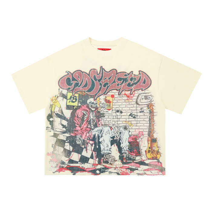Smoking Skull Graffiti Tee 2 colors