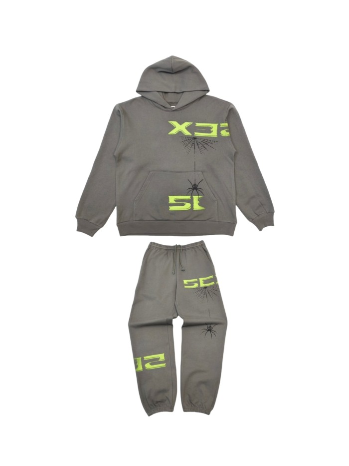 1:1 quality version Green Alphabet 5EX Hoodie & Pants Set