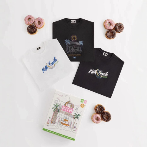 1:1 quality version Limited Donut Box Logo Letter Print Tee 3 colors
