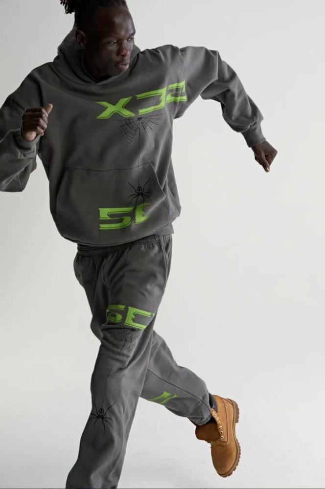 1:1 quality version Green Alphabet 5EX Hoodie & Pants Set