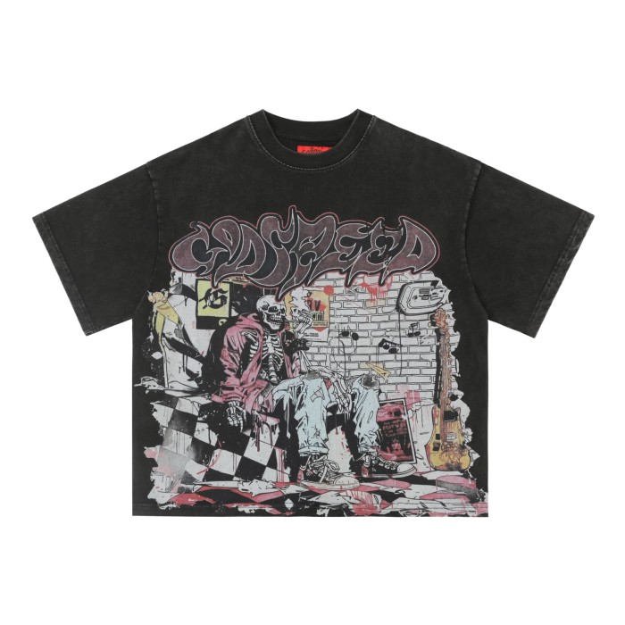 Smoking Skull Graffiti Tee 2 colors