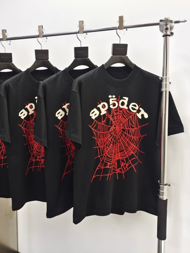 1:1 quality version White Letter Red Spider Web Tee