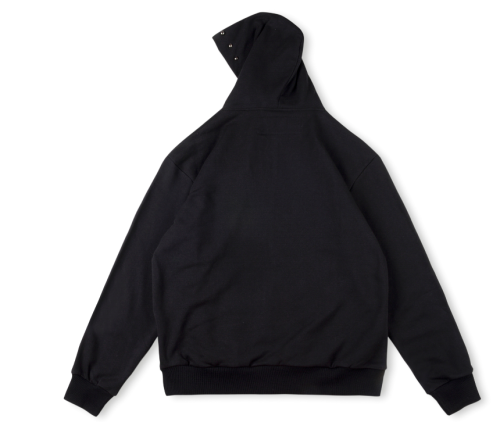 Black Alphabet Beaded Print Zipper Hoodie