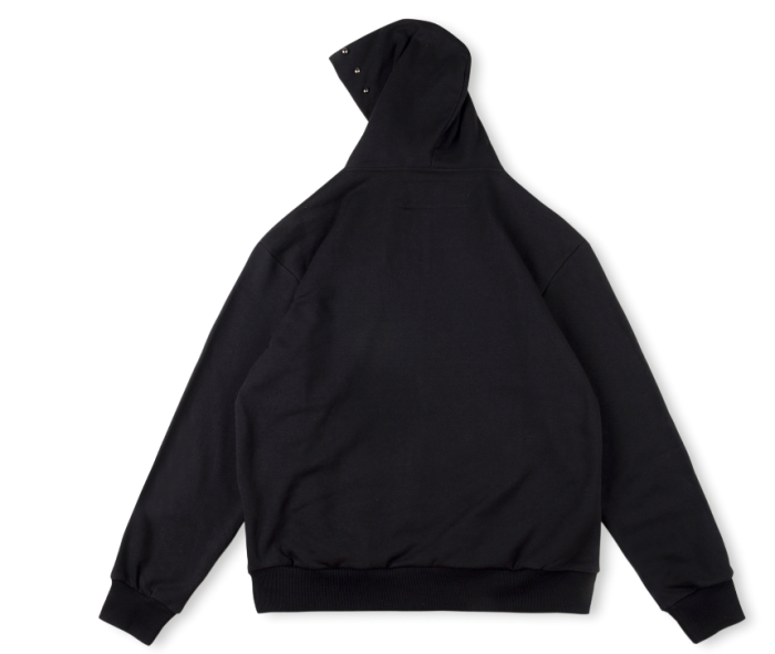 Black Alphabet Beaded Print Zipper Hoodie