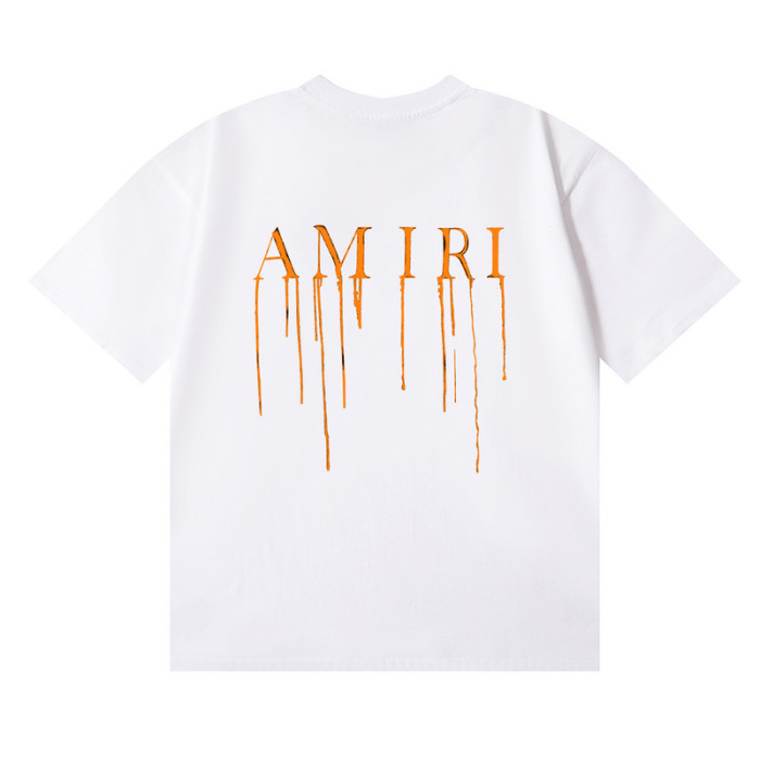 Orange Flow Paint Letter Print tee 2 colors