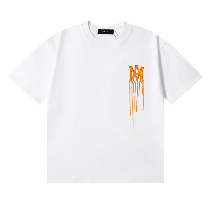 Orange Flow Paint Letter Print tee 2 colors