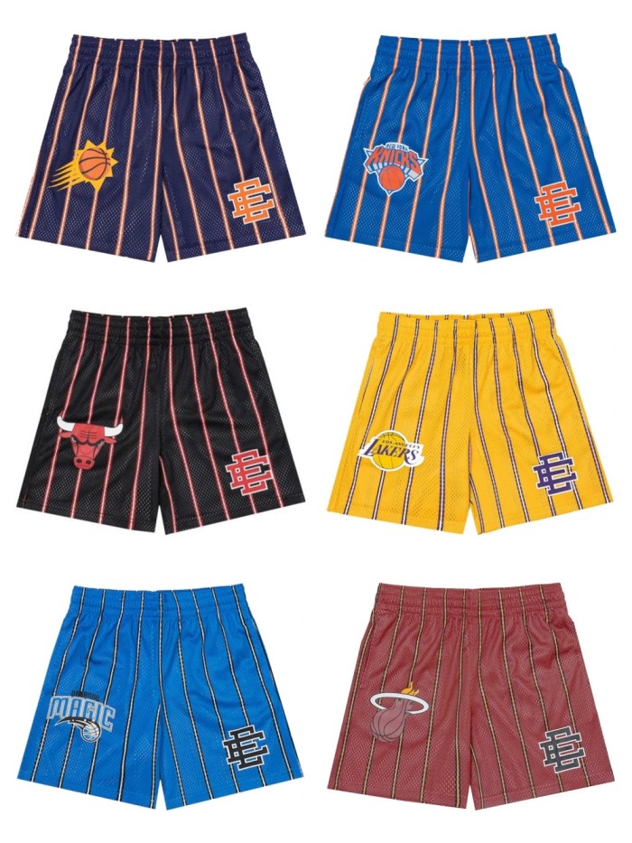 Basketball team logo print mesh shorts 6 colors