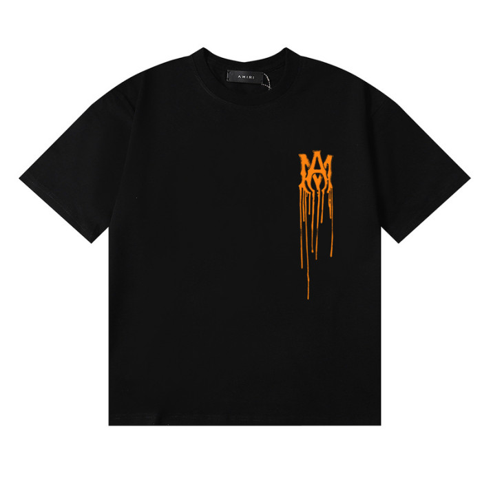 Orange Flow Paint Letter Print tee 2 colors