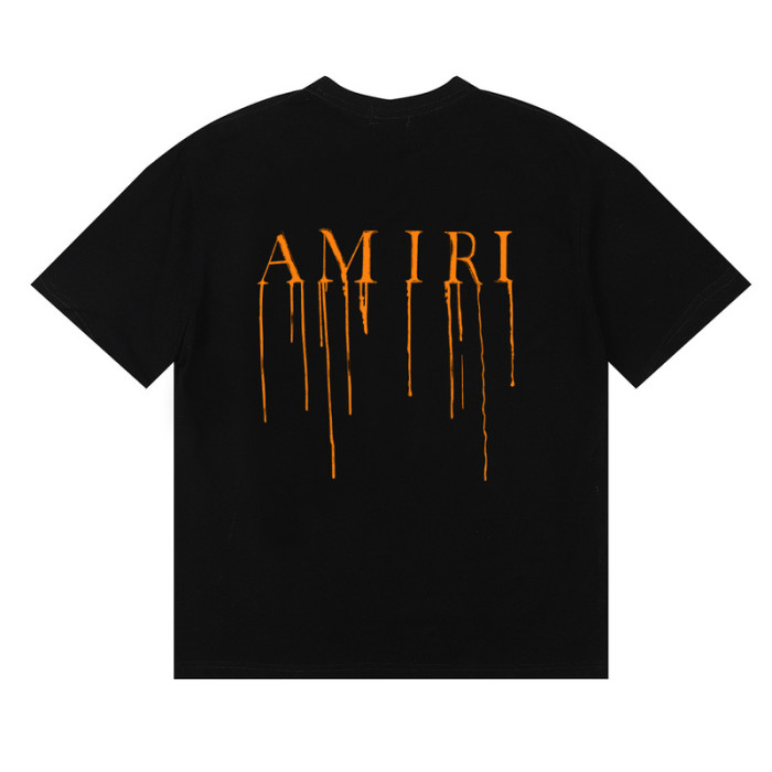 Orange Flow Paint Letter Print tee 2 colors