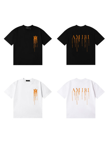 Orange Flow Paint Letter Print tee 2 colors