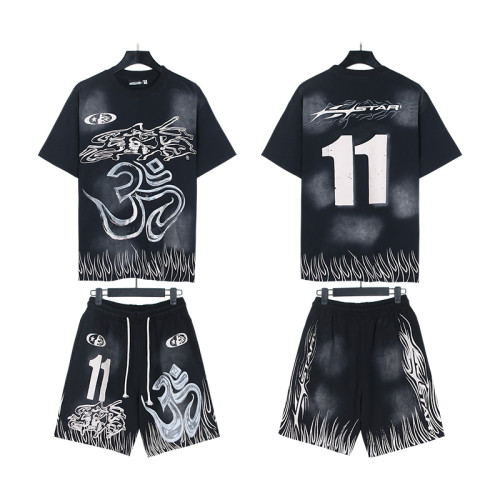 27858263 Printed Washed Version Tee & Shorts Set 2 colors