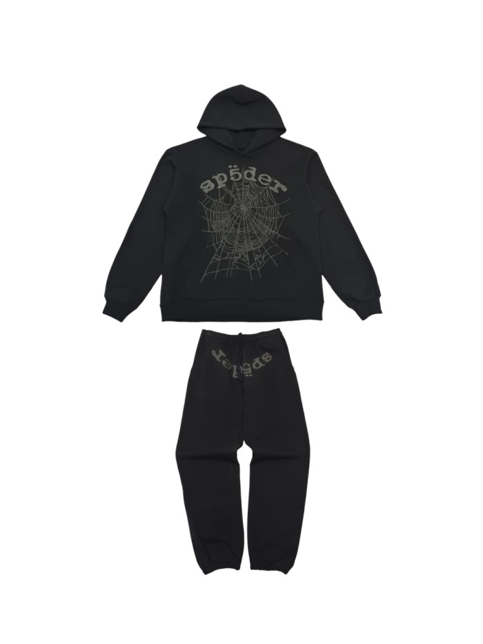 1:1 quality version Black Letter Hoodie & Pants set-Black
