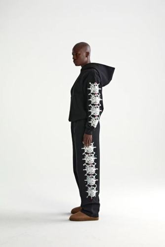 1:1 quality version 27878303 Embroidered Letters tone Hoodie & Pants Set