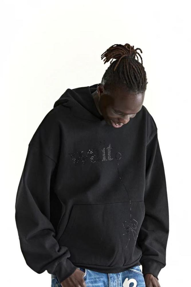 1:1 quality version 27878313  Wait Rhinestone Hoodie 2 colors