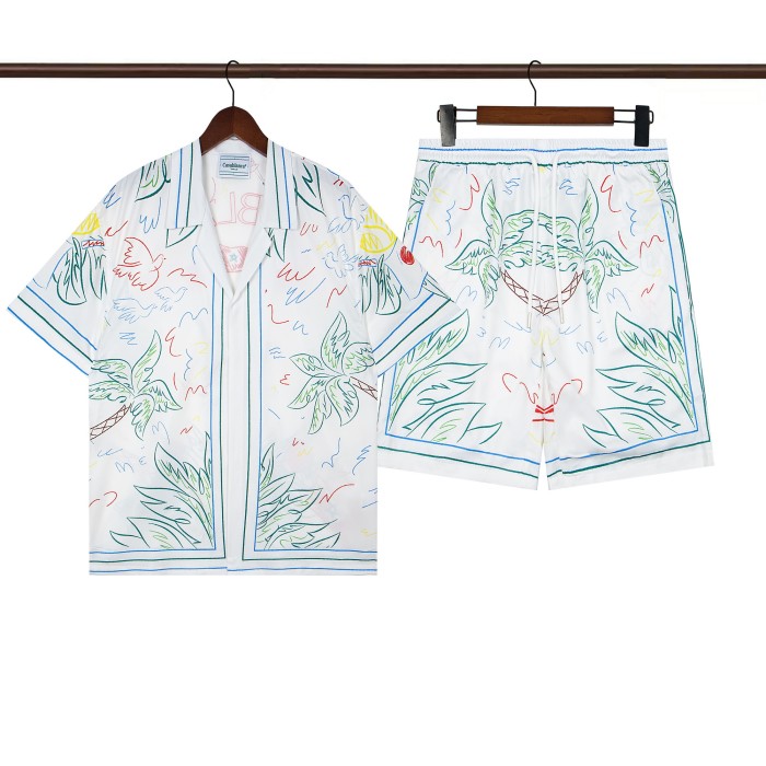 27878382 Line camel Coconut Tree Printed Polo shirt & shorts set