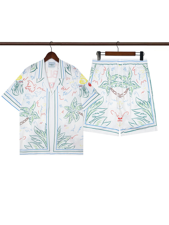 27878382 Line camel Coconut Tree Printed Polo shirt & shorts set