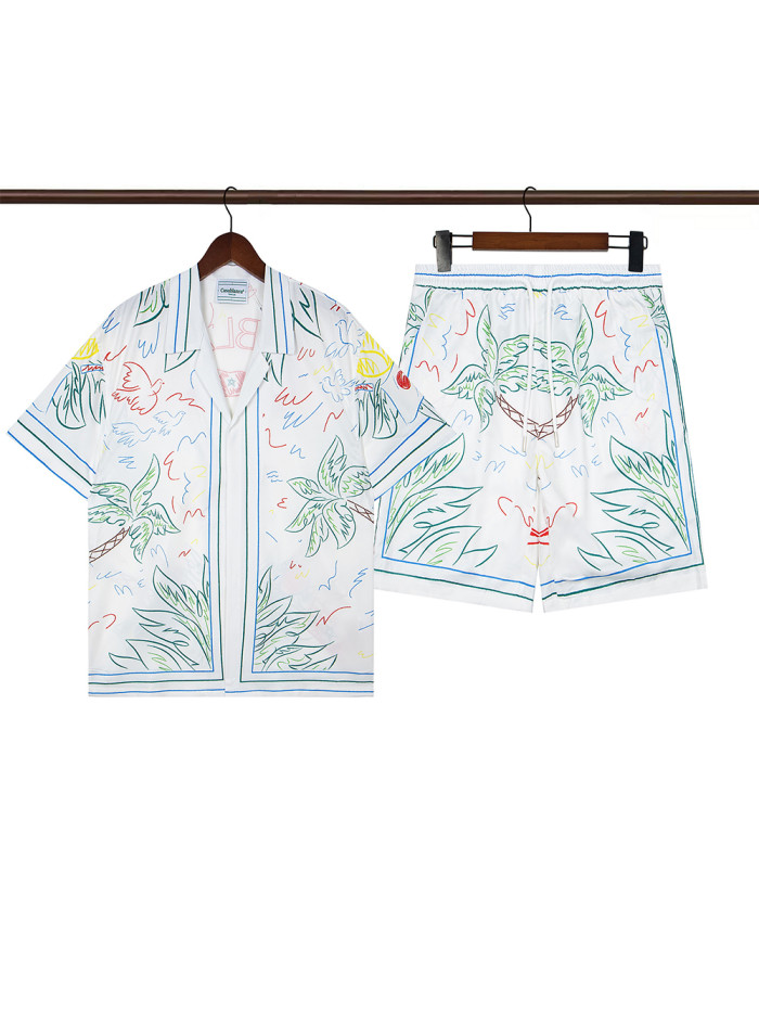27878382 Line camel Coconut Tree Printed Polo shirt & shorts set