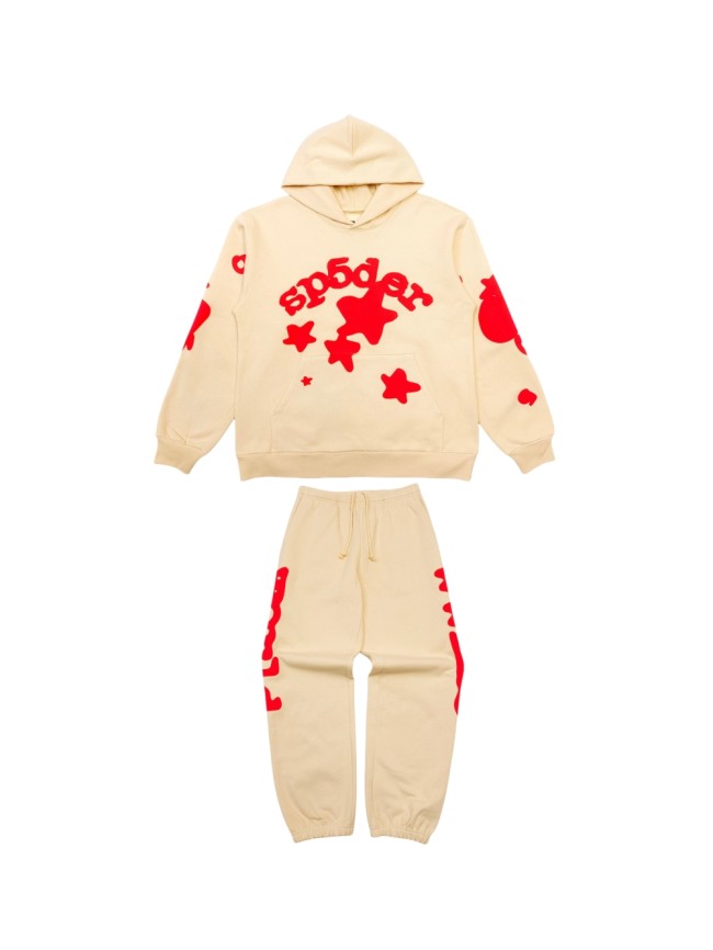 1:1 quality version 27880534 Red Big Star Print Hoodie & Pants Set