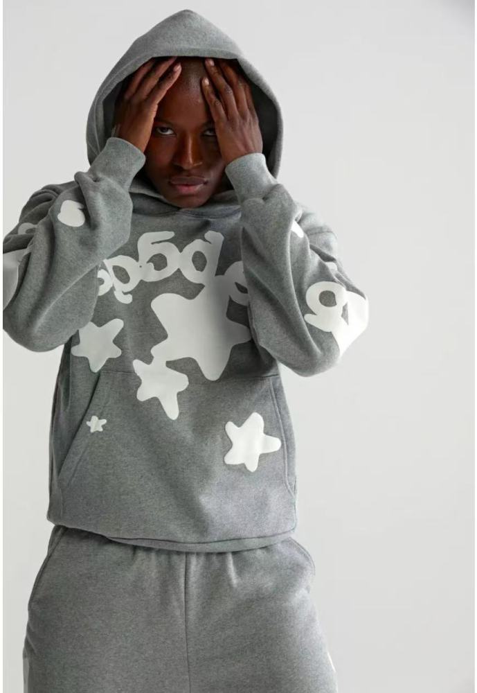 1:1 quality version 27880543 New Color Medium Gray Printed Hoodie & Pants Set
