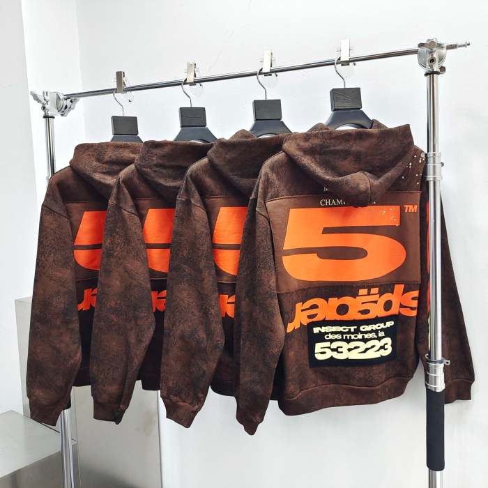 [Big & Tall for weights up to 220 lbs]1:1 quality version 27895021 Orange Alphabet Black Brown Hoodie & Pants Set