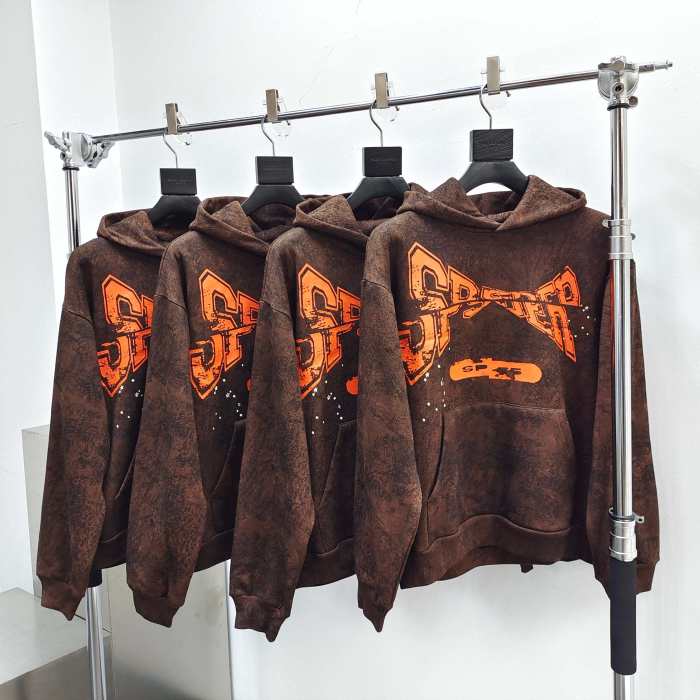[Big & Tall for weights up to 220 lbs]1:1 quality version 27895021 Orange Alphabet Black Brown Hoodie & Pants Set