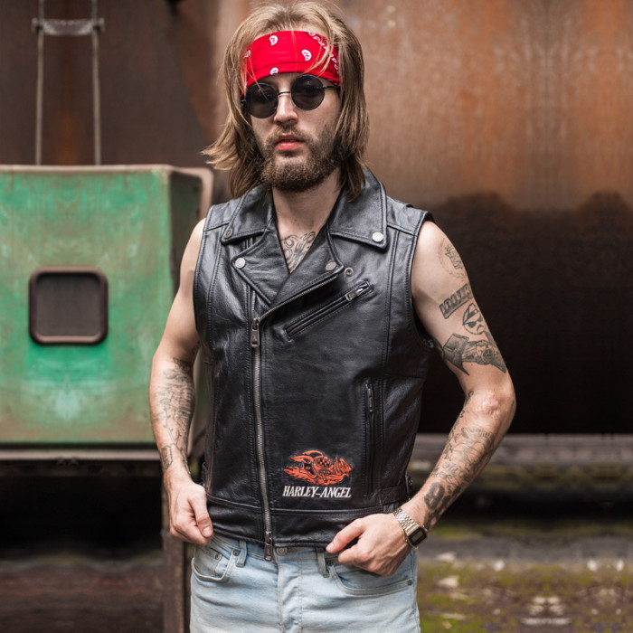 27921921 Genuine Leather Biker Vest