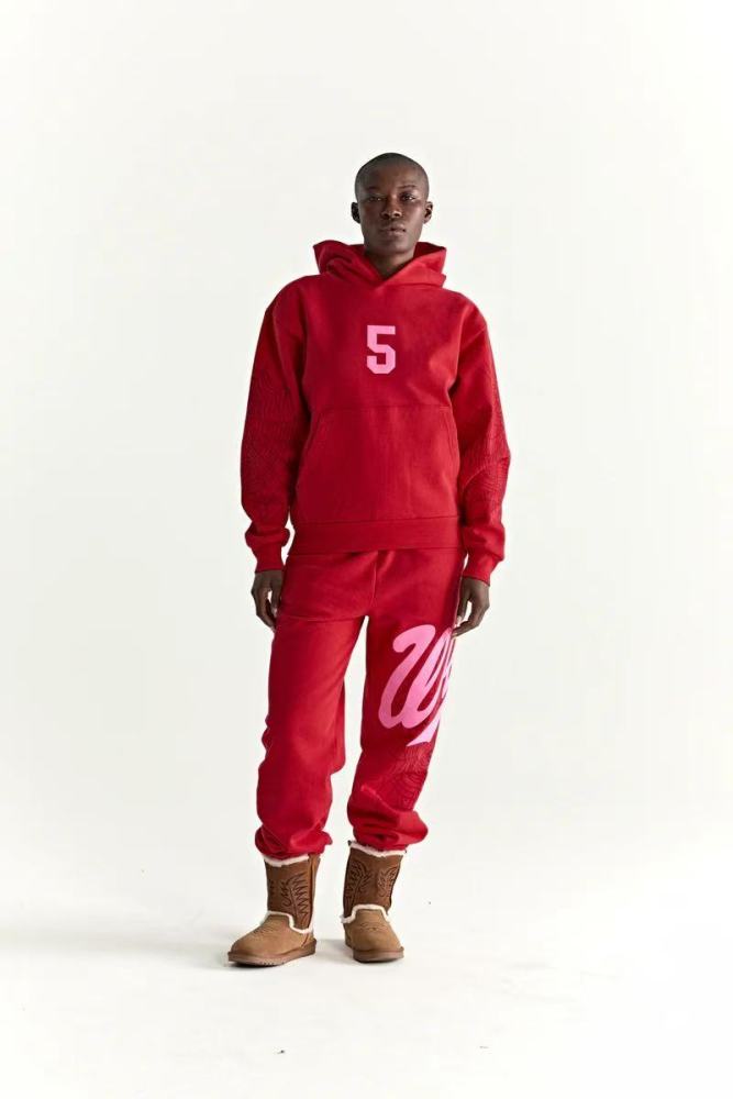 1:1 quality version 27929512 Large Letter Print Hoodie & Pants Set 2 colors