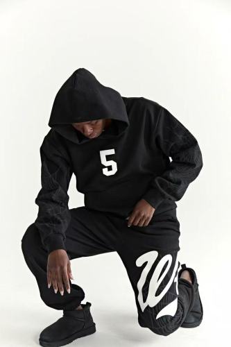 1:1 quality version 27929512 Large Letter Print Hoodie & Pants Set 2 colors