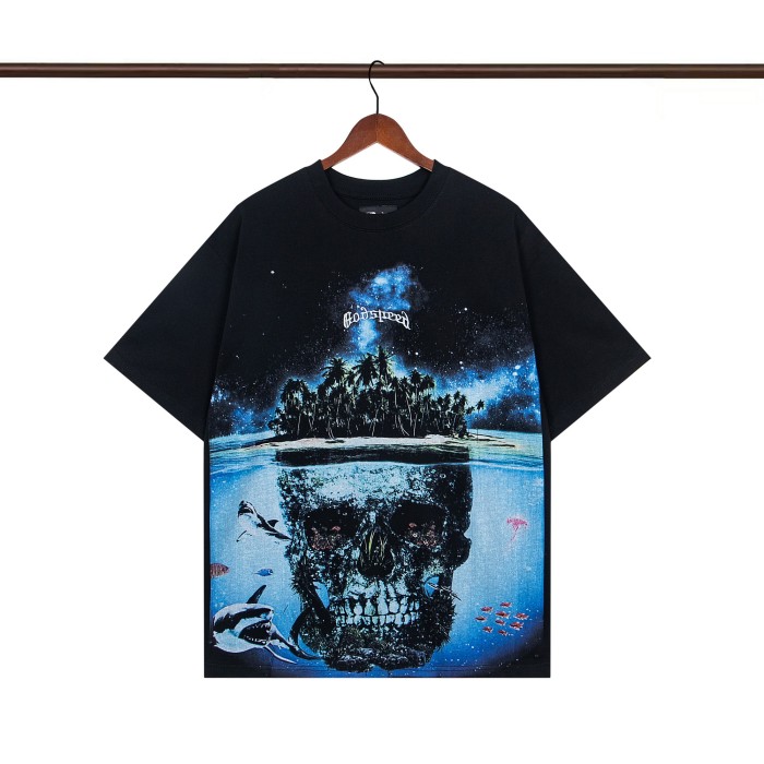 [50% Off]Godspeed Undersea Skeleton Island Printed Tee 27931299