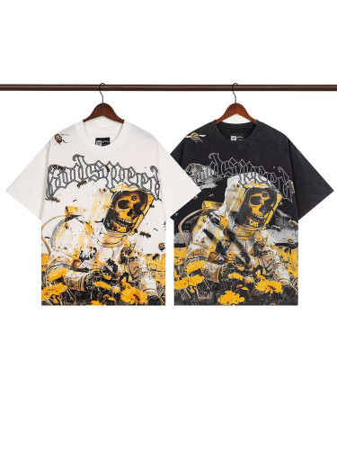 27931304 Bee Flower Bush Skull Print Tee 2 colors