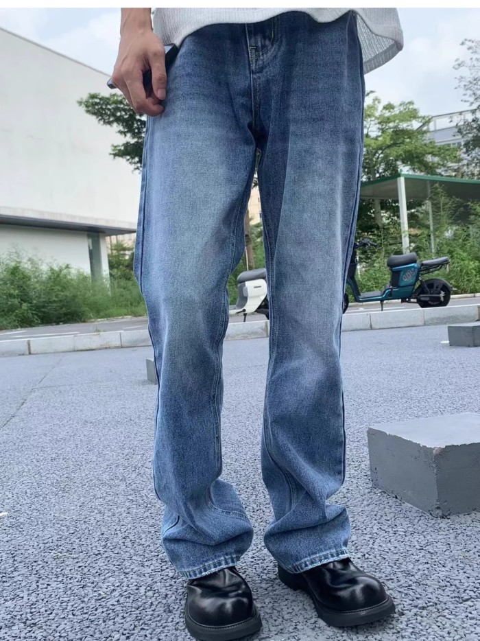 27947435 Ice Blue Straight Leg Washed Jeans