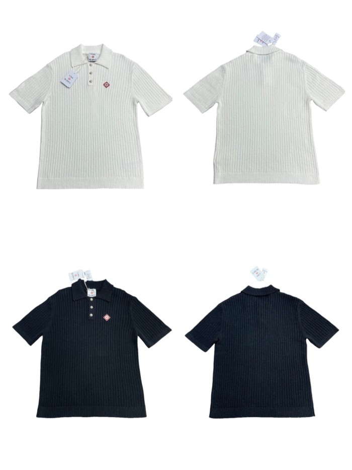 1:1 quality version 27947396 Vertical knit polo shirt 2 colors