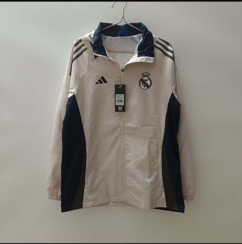 2024/2025 Real Madrid Windbreaker Off white Soccer Jersey 1:1 Thai Quality