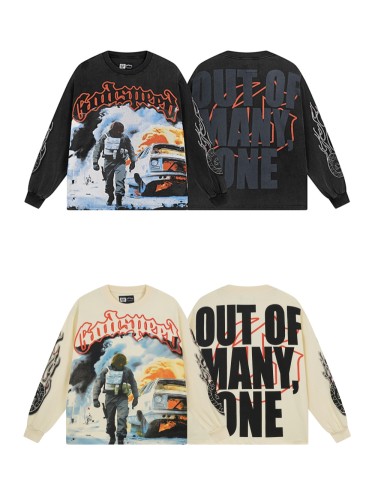 27954184 Burning Car Print Long Sleeve T-Shirt 2 colors
