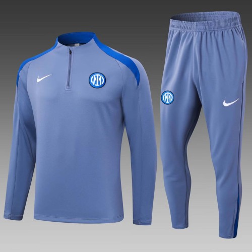 2024/2025 Internazionale Milan Half-Pull Training Suit Gray Football Jersey 1:1  Thai Quality Set