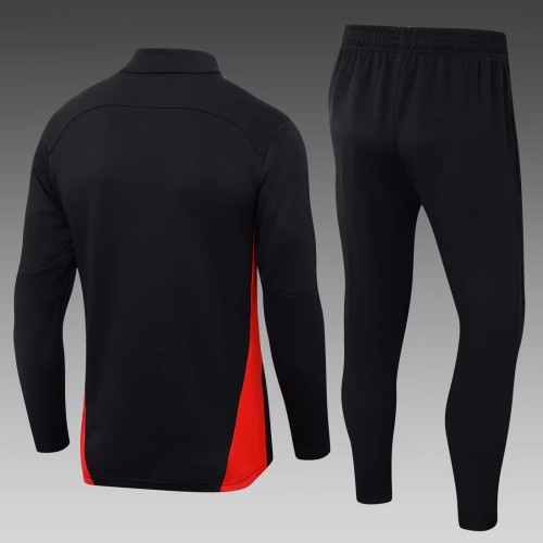 2024/2025 AC Milan Half-Pull Training Suit Black Soccer Jersey 1:1 Thai Quality Set