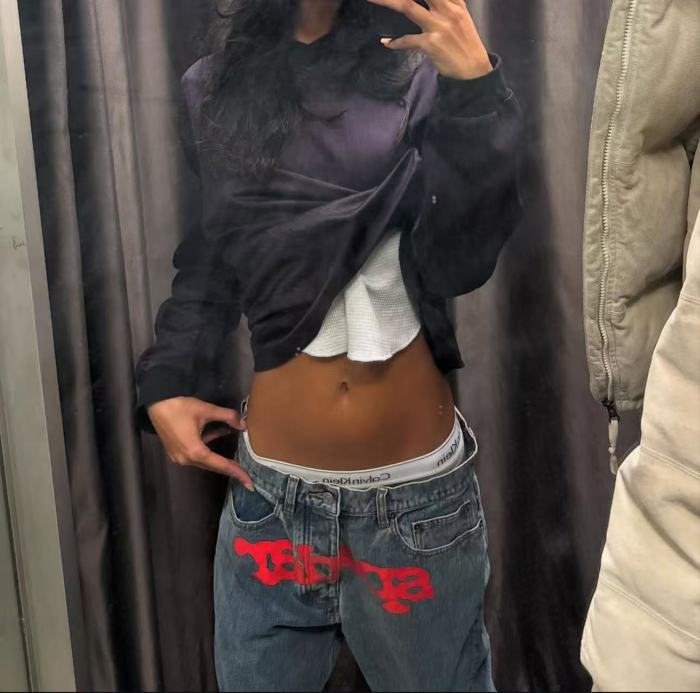 1:1 quality version 27958415 Letter Printed V3 Jeans 2 colors