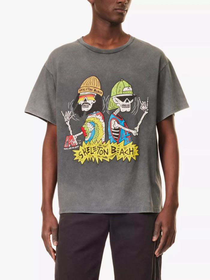 1:1 quality version 27958428 Skull Companion Print Washed Version Tee