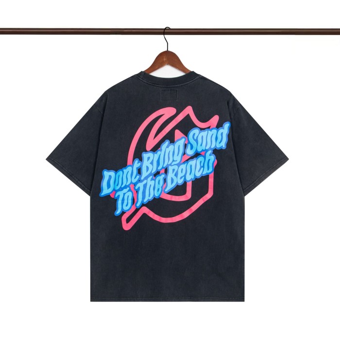 27958342 Pink Letter Skull Beach Print Washed Version Tee