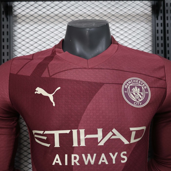 2024/2025 Long Sleeve Player Version Manchester City Third Away Football Shirt 1:1 Thai Quality