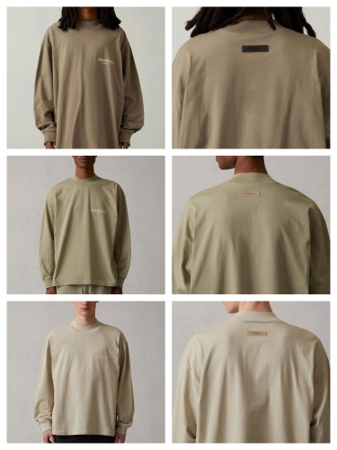 1:1 quality version 27968544 Beige Flocked Letter Long Sleeve T-Shirt 3 colors