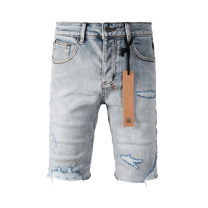 1:1 quality version 27970498 Ripped Denim Shorts Light Blue