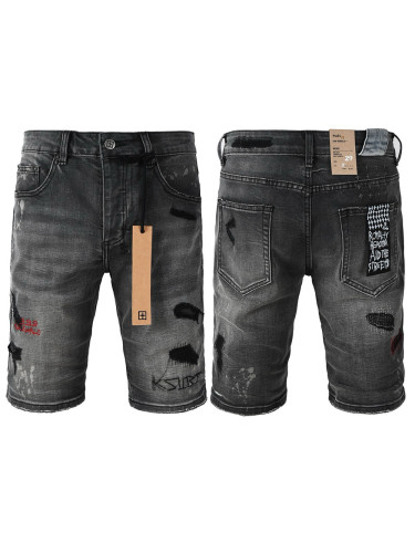 1:1 quality version 27970491 Embroidered Distressed Denim Shorts