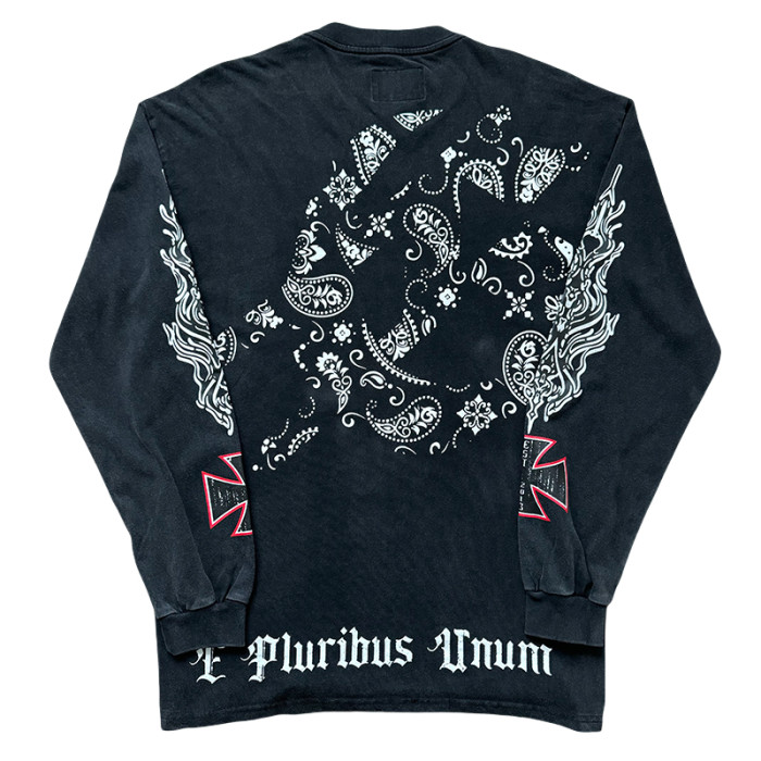 27971054 Burning Billboard Print Washed Long Sleeve T-Shirt 3 colors