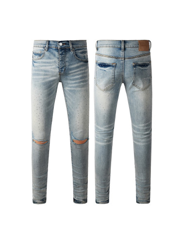1:1 quality version 27970610 Ripped Jeans with Rhinestones