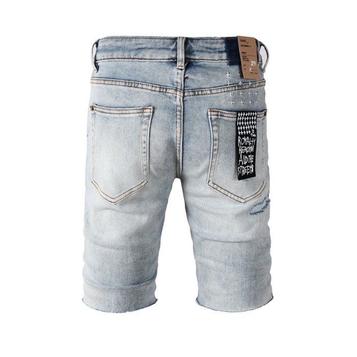 1:1 quality version 27970498 Ripped Denim Shorts Light Blue
