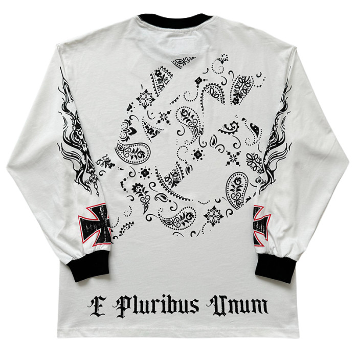 27971054 Burning Billboard Print Washed Long Sleeve T-Shirt 3 colors