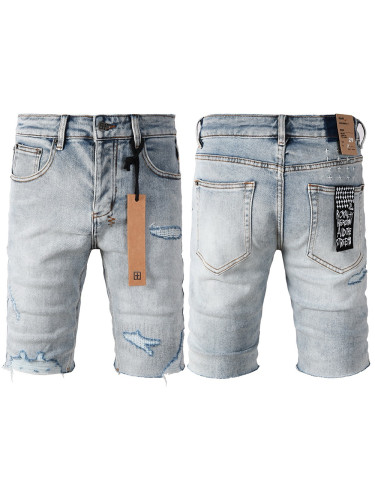 1:1 quality version 27970498 Ripped Denim Shorts Light Blue