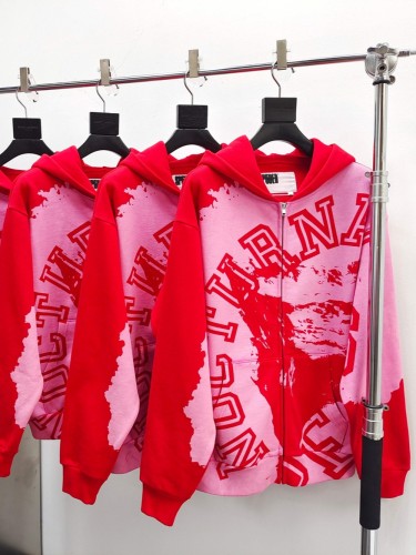 1:1 quality version 27972556 Nightscape Letter Print Zipper hoodie