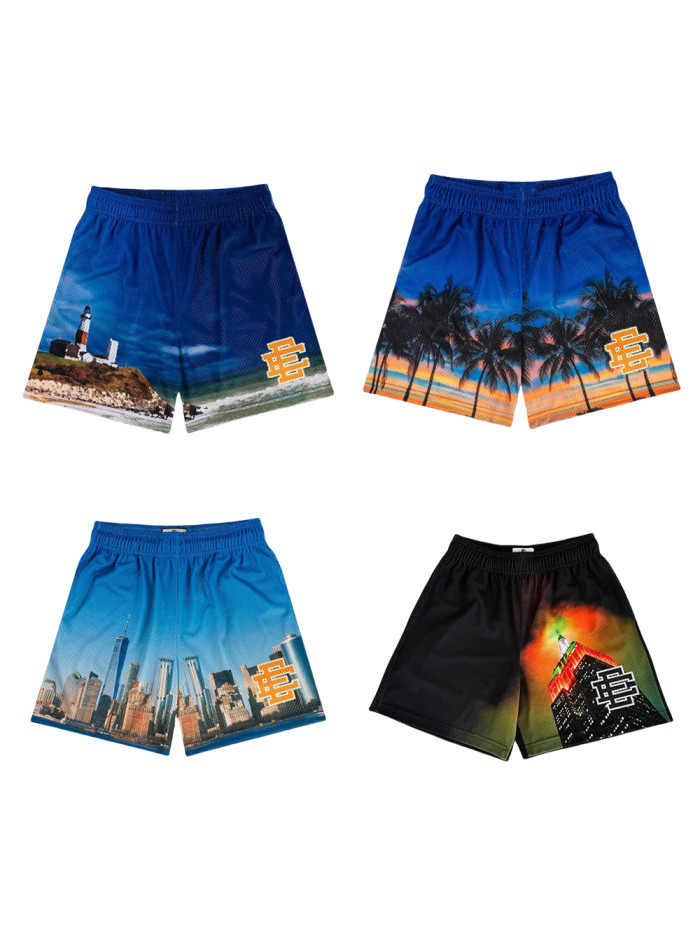 27974882 Scenic Print Mesh Shorts 4 colors